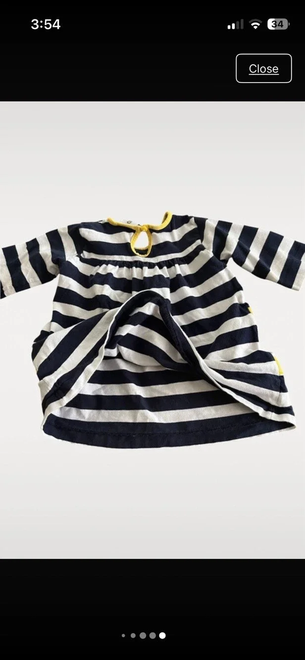 Florence Eiseman Baby Girls Nautical Stripe Flower Pocket Dress 12M